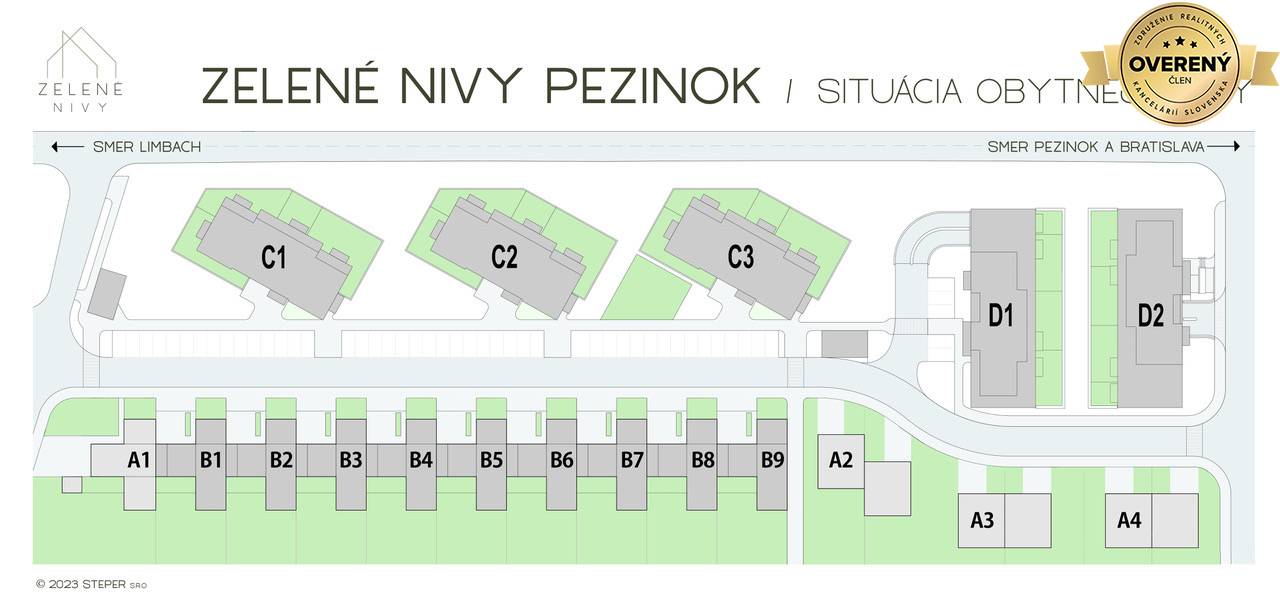 Zelené Nivy nový bytový komplex - Limbašská cesta, Pezinok